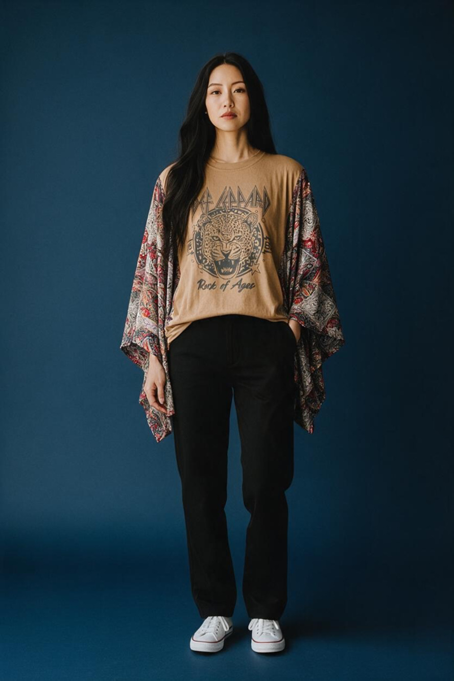 Brand new Ethnic Print Batwing Sleeve Loose Top – ,